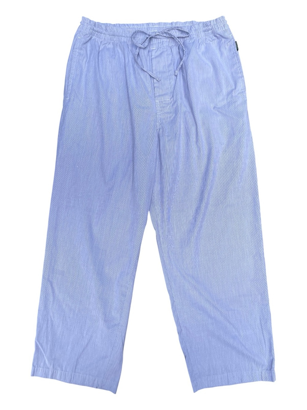 Roots Men's Large Blue White Pinstripe Pajama Pants Cotton Lounge Bottoms Comfy